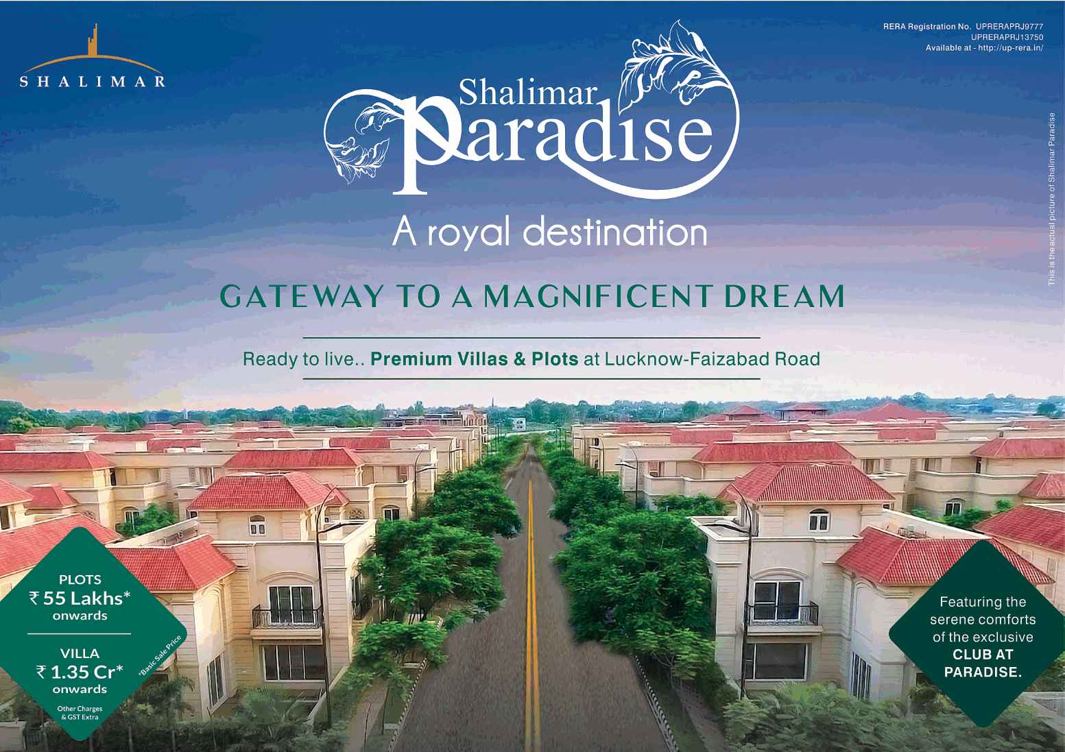 Book ready to live premium villas & plots at Shalimar Paradise in Lucknow